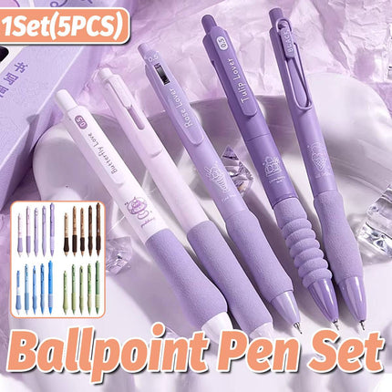 5pcs Quick Dry Ballpoint Pen Smooth Writing Instrument Office School Supplies