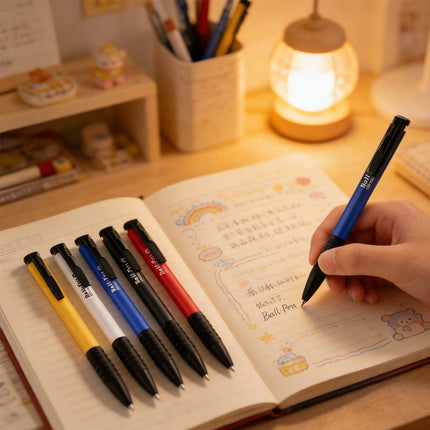 10Pcs Push Button Ballpoint Pen Office Student Writing Pen School Stationery