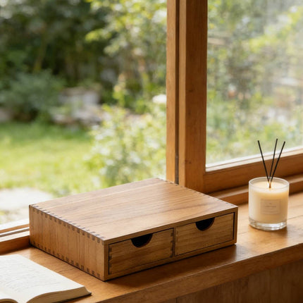Wooden Coffee Capsule Holder Double Drawer Coffee Machine Stand Countertop Use