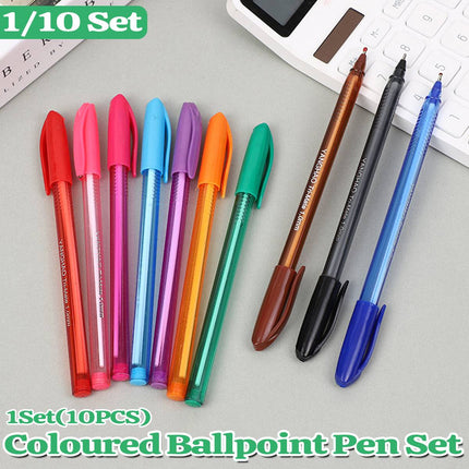 1/10 Set Colourful Ballpoint Pen Set Multi Colour Office School Stationery