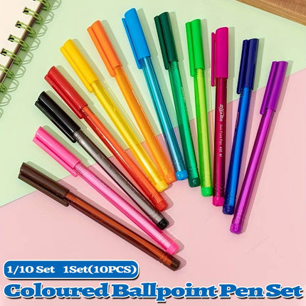 1/10 Set Minimalist Colourful Ballpoint Pen Set Multi Colour Office School Use