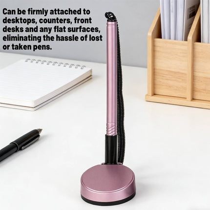 Desk Counter Pen with Adhesive Base Coil Tether Reception Front Desk Office