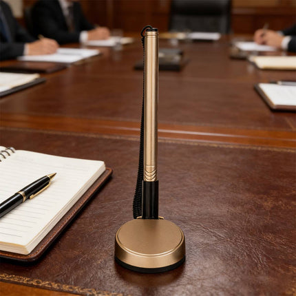 Desk Counter Pen with Adhesive Base Coil Tether Reception Front Desk Office