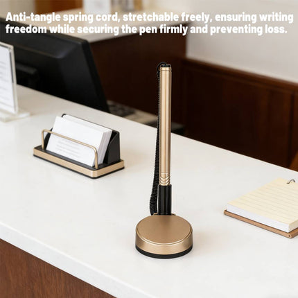Desk Counter Pen with Adhesive Base Coil Tether Reception Front Desk Office