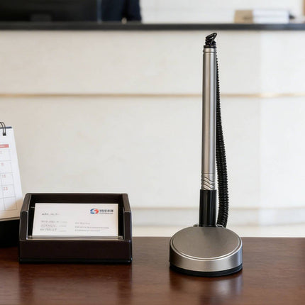 Desk Counter Pen with Adhesive Base Coil Tether Reception Front Desk Office