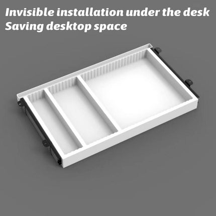 Under Desk Drawer Organiser White Slim Slide Out Storage Tray for Office Home