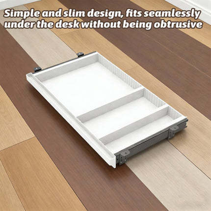 Under Desk Drawer Organiser White Slim Slide Out Storage Tray for Office Home