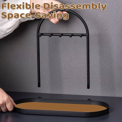 Entryway Iron Key Storage Rack with Leather Tray - 5 Hook Hanging Organiser