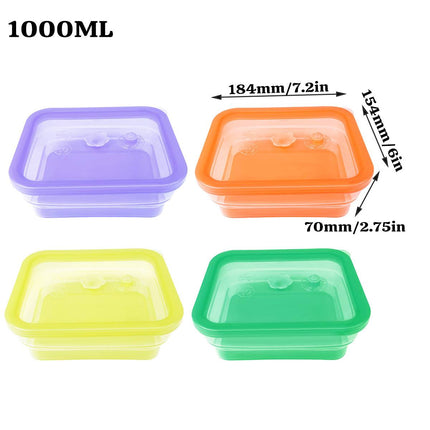 Collapsible Silicone Food Storage Containers 1000ml - Set of 8, 4 Colours