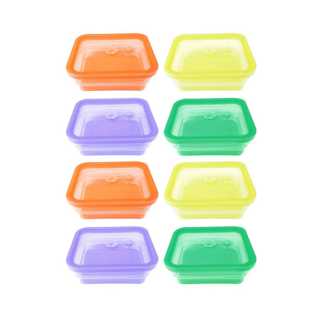 Collapsible Silicone Food Storage Containers 1000ml - Set of 8, 4 Colours