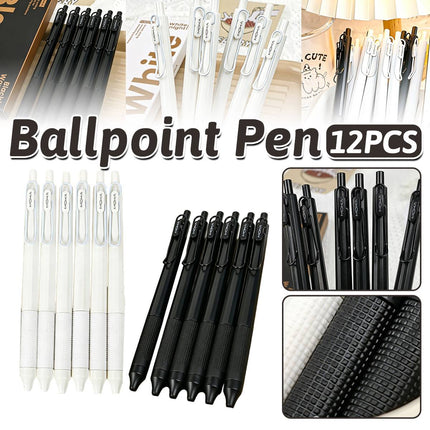 MOKA Retractable Gel Pens Black White 12 Pack