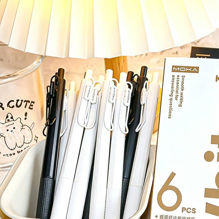 MOKA Retractable Gel Pens Black White 12 Pack