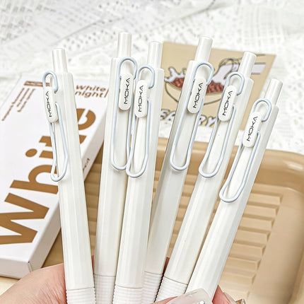 MOKA Retractable Gel Pens Black White 12 Pack