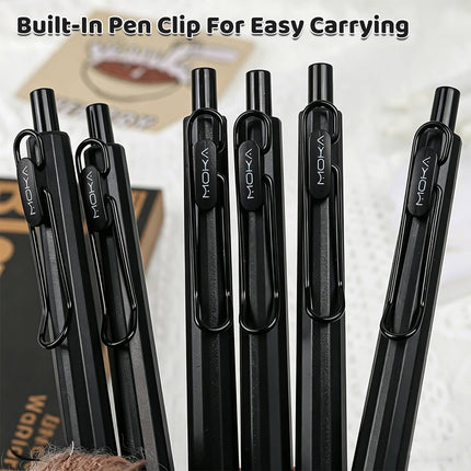 MOKA Retractable Gel Pens Black White 12 Pack