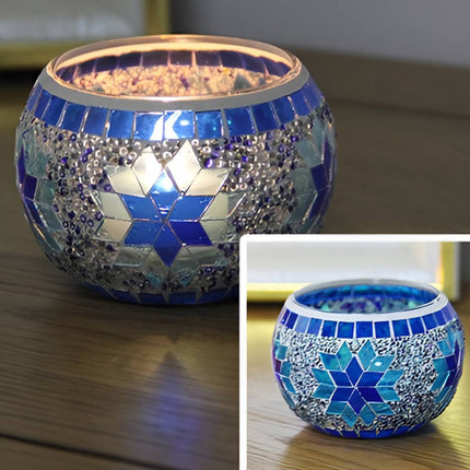 2Pcs European Style Colourful Mosaic Glass Candle Holder Cup Tabletop Decor