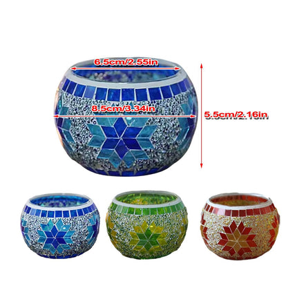 2Pcs European Style Colourful Mosaic Glass Candle Holder Cup Tabletop Decor