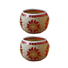 2Pcs European Style Colourful Mosaic Glass Candle Holder Cup Tabletop Decor