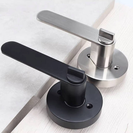 Zinc Alloy Lever Door Handle Lock Set Keyed Interior Bathroom Silver Black