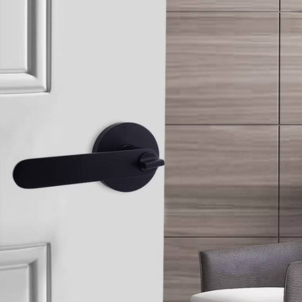 Zinc Alloy Lever Door Handle Lock Set Keyed Interior Bathroom Silver Black