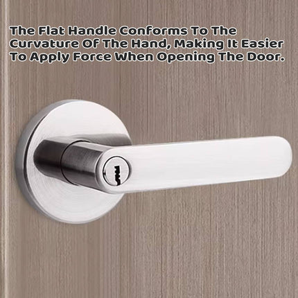 Zinc Alloy Lever Door Handle Lock Set Keyed Interior Bathroom Silver Black