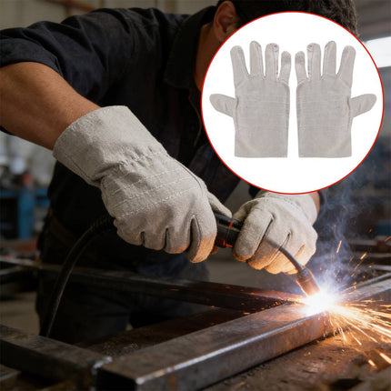 Duty Canvas Welding Gloves Double Layer Heat Resistant Protection For Welder