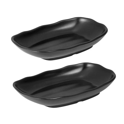 A5 Melamine Rectangular Serving Plates Set of 24 - Matte Black 9in & 10in