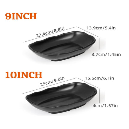 A5 Melamine Rectangular Serving Plates Set of 24 - Matte Black 9in & 10in