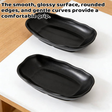 A5 Melamine Rectangular Serving Plates Set of 24 - Matte Black 9in & 10in