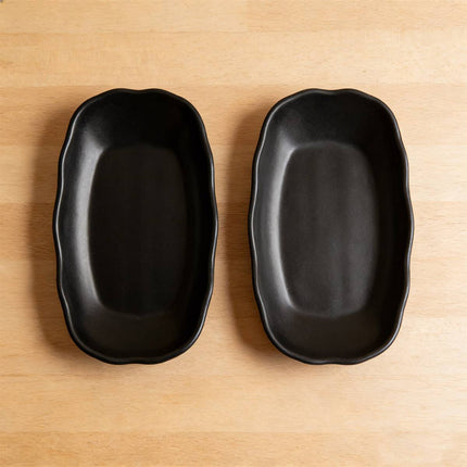 A5 Melamine Rectangular Serving Plates Set of 24 - Matte Black 9in & 10in
