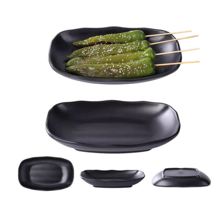 A5 Melamine Rectangular Serving Plates Set of 24 - Matte Black 9in & 10in