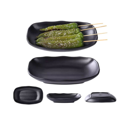 A5 Melamine Rectangular Serving Plates Set of 24 - Matte Black 9in & 10in