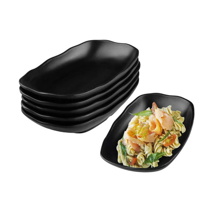 A5 Melamine Rectangular Serving Plates Set of 24 - Matte Black 9in & 10in