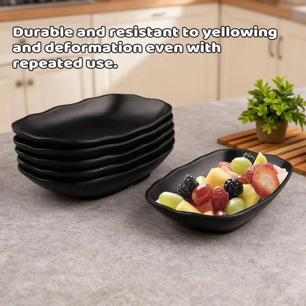 A5 Melamine Rectangular Serving Plates Set of 24 - Matte Black 9in & 10in