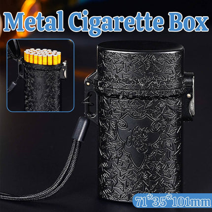Vintage Cigarette Case Portable Waterproof Shockproof Retro Smoke Box Black