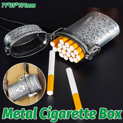 Vintage Cigarette Case Portable Waterproof Shockproof Retro Smoke Box Silver