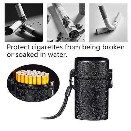 Vintage Cigarette Case Portable Waterproof Shockproof Retro Smoke Box Black