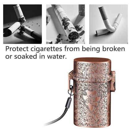 Vintage Cigarette Case Portable Waterproof Shockproof Retro Smoke Box Bronze
