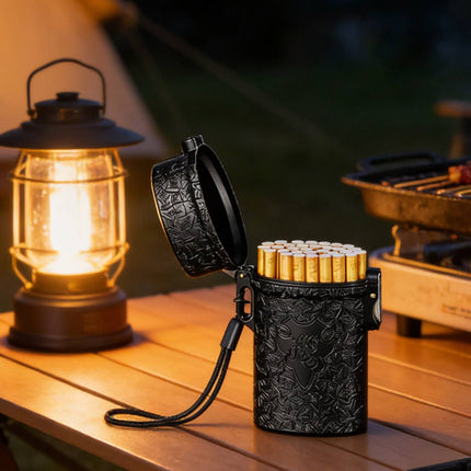Vintage Cigarette Case Portable Waterproof Shockproof Retro Smoke Box Black