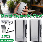 2PCS Portable Auto Eject Cigarette Case Push Open Box Smoker Daily Carry Silver