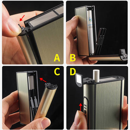 2PCS Portable Auto Eject Cigarette Case Push Open Box Smokers Daily Carry Gold