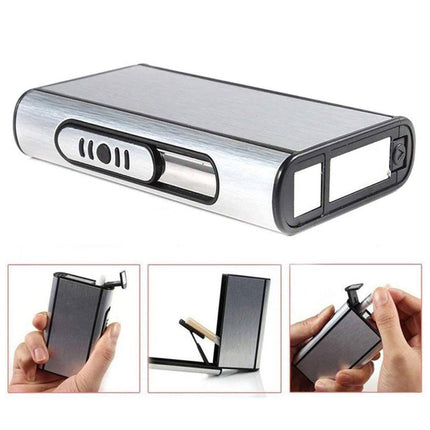 2PCS Portable Auto Eject Cigarette Case Push Open Box Smoker Daily Carry Silver