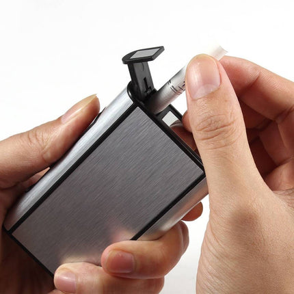 2PCS Portable Auto Eject Cigarette Case Push Open Box Smoker Daily Carry Silver