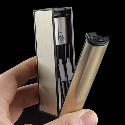 2PCS Portable Auto Eject Cigarette Case Push Open Box Smokers Daily Carry Gold