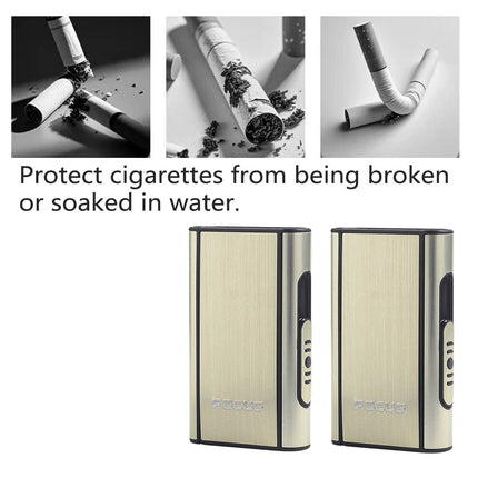 2PCS Portable Auto Eject Cigarette Case Push Open Box Smokers Daily Carry Gold