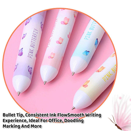 Butterfly 10 Colour Press Ballpoint Pen Sequin Dome Stationery 0.7mm