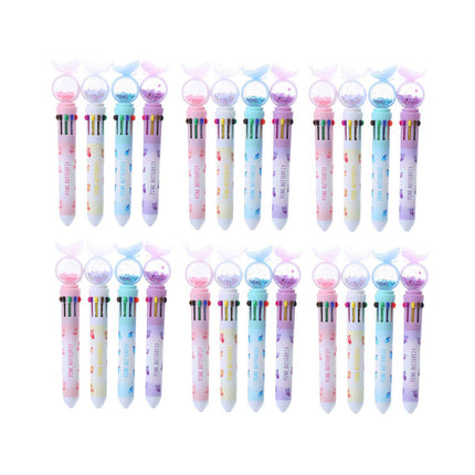Butterfly 10 Colour Press Ballpoint Pen Sequin Dome Stationery 0.7mm