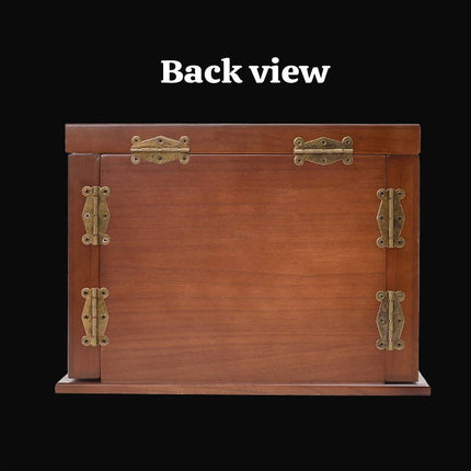 Multi-Layer Wooden Jewelry Box with Mirror Lock - Necklace Ring Storage Case