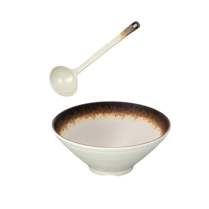Melamine Ramen Noodle Bowl & Spoon Set - 8 Bowls, 9 inch Japanese Style