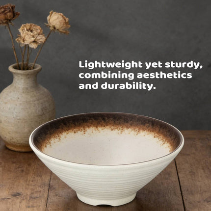 Melamine Ramen Noodle Bowl & Spoon Set - 8 Bowls, 9 inch Japanese Style