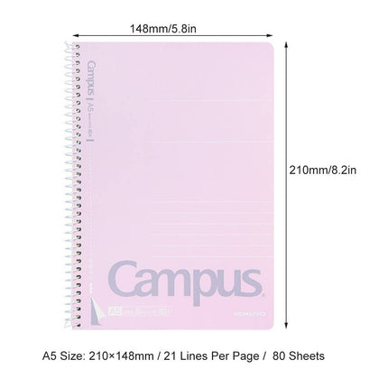 A5 Spiral Lined Notebooks 2 Pack Pink 80 Sheets